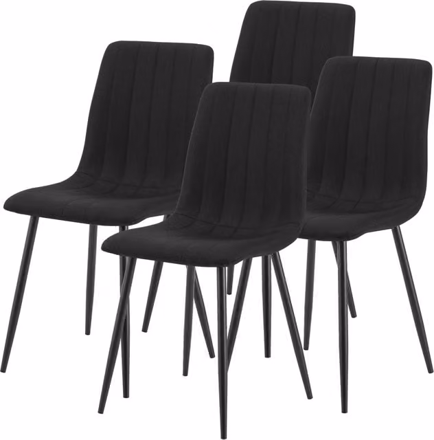 Set di 4 sedie da sala da pranzo Elsern en.casa, poltroncine decorative moderne in tessuto nero – 1