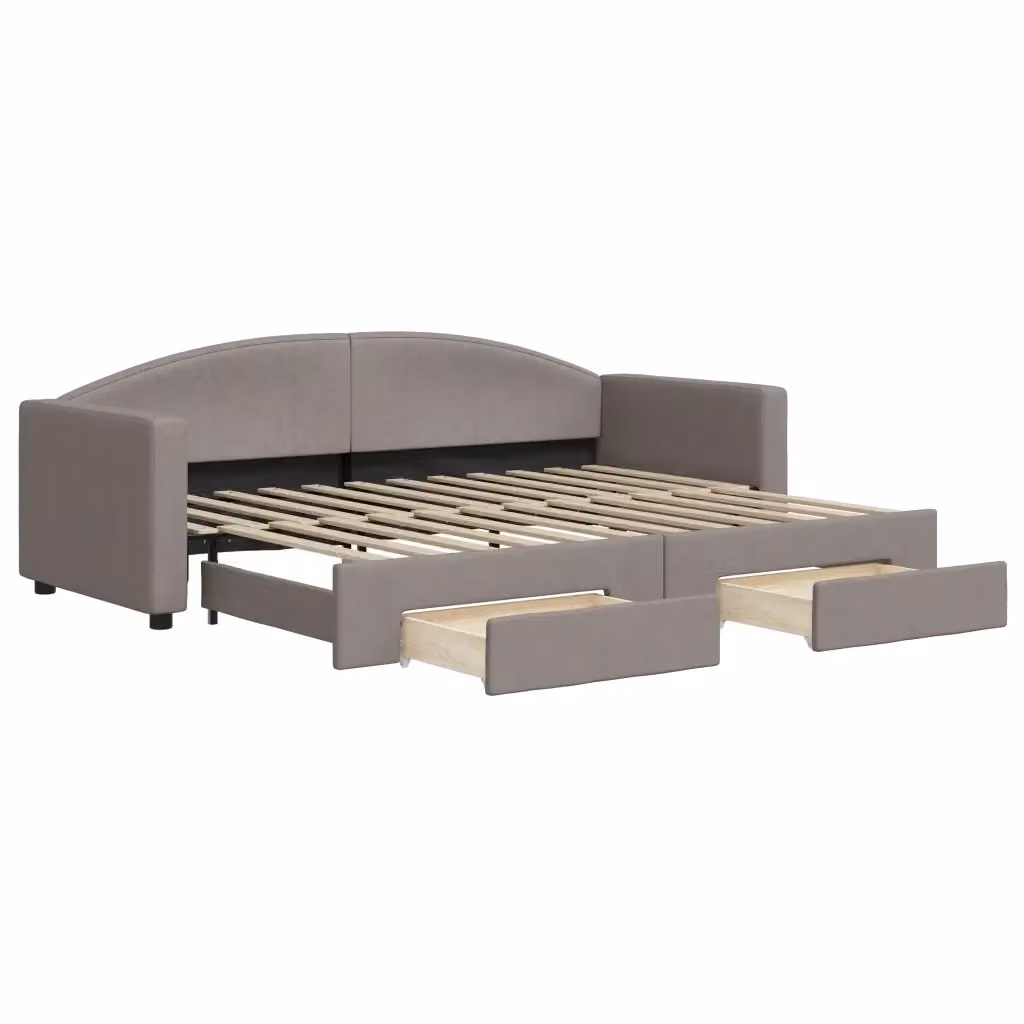 Divano Letto Estraibile con Cassetti vidaXL in Tessuto Beige o Grigio per Soggiorno e Camera da Letto L/P: 80 x 200 cm – 2