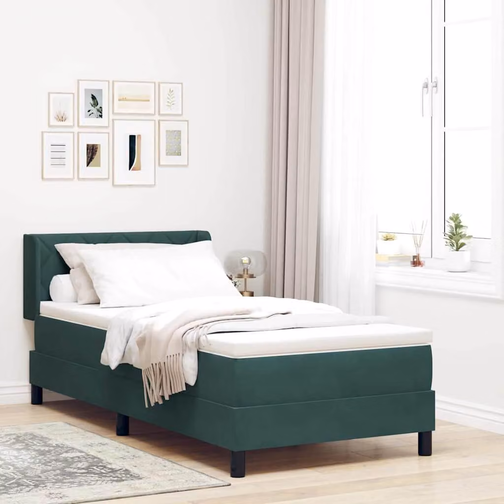 Maison Exclusive - Letto boxspring con testiera verde scuro 200 x 90 cm in velluto