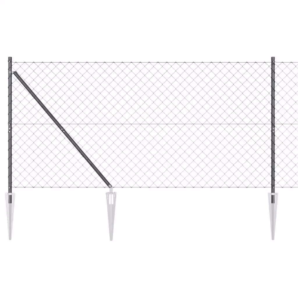 Recinzione a maglie vidaXL in acciaio e PVC con punte, Grigio, L: 250 cm x H: 120 cm – 2