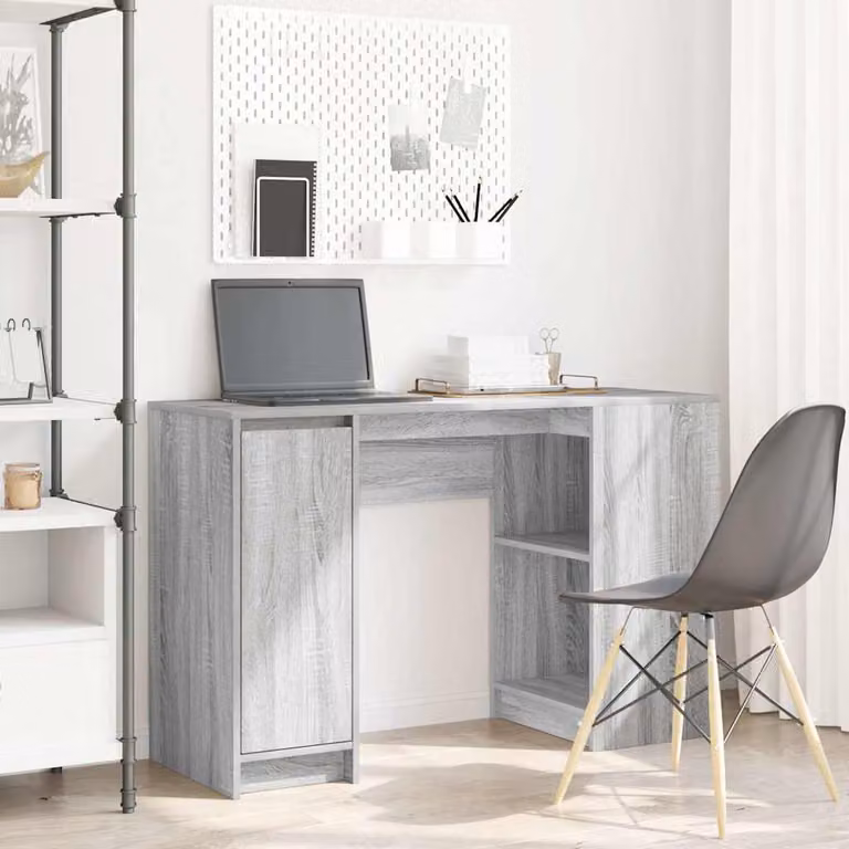 Scrivania moderna vidaXL in legno e MDF, colore grigio, L 120 x P 42 x H 76 cm