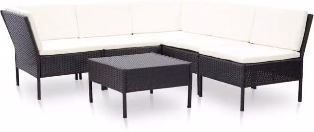 Set mobili da giardino 6 pz con cuscini in poly rattan nero 02_0016924