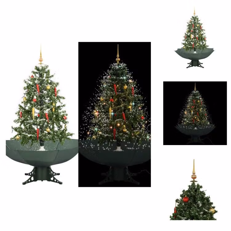 vidaXL Albero di Natale innevato con base ad ombrello verde 140 cm - Alberi di Natale