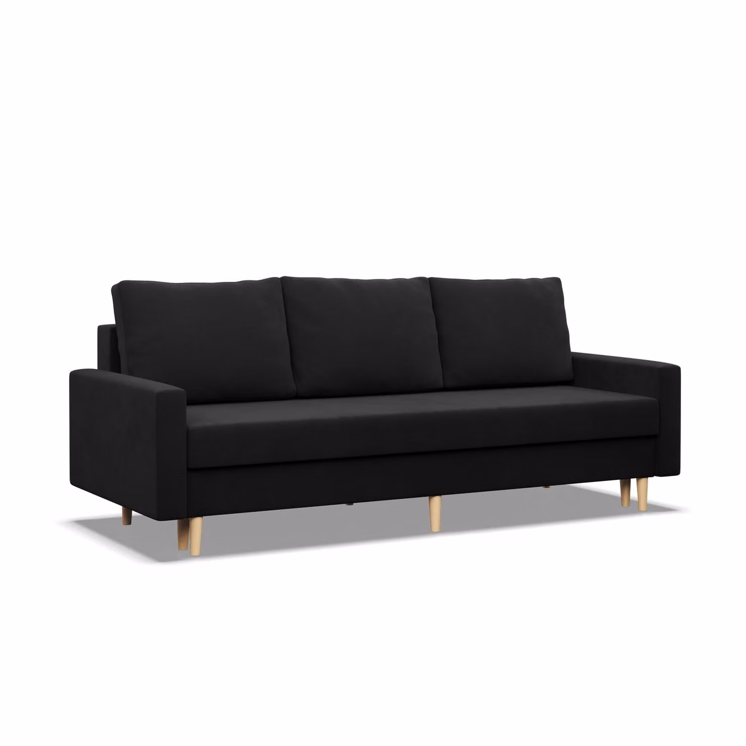 BLANK - Divano 3 posti con funzione letto, cuscini reversibili, box letto, nero