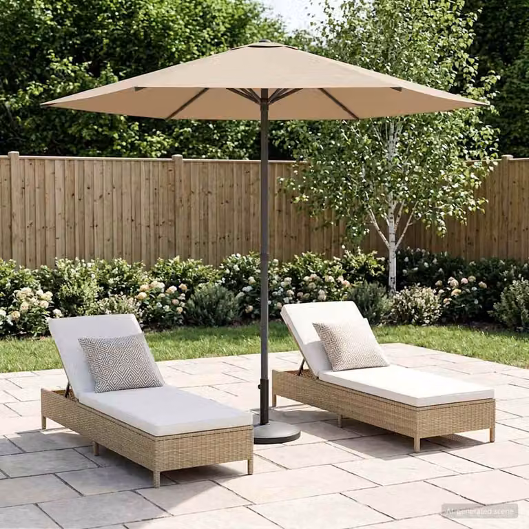 Ombrello da giardino rettangolare vidaXL in poliestere e acciaio beige o grigio L: 2,3 m x P: 2,3 m