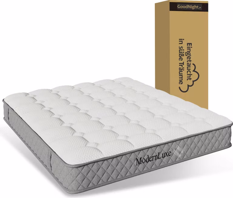Materasso in schiuma fredda a 7 zone con molle insacchettate, dimensioni 180x200 cm, altezza 20 cm, OEKO-TEX®, dotato di 4 maniglie