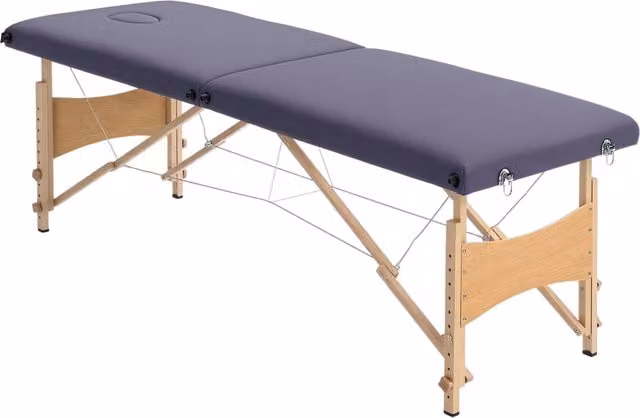 Poltrona Massaggiante Pieghevole Zephmum in Legno e Faux Leather Viola L/P/H: 186 x 60 x 61-87 cm