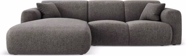 Divano angolare sinistro Nolio Cosmopolitan Design a 4 posti in ciniglia grigio L/P/H: 260 x 170 x 72 cm