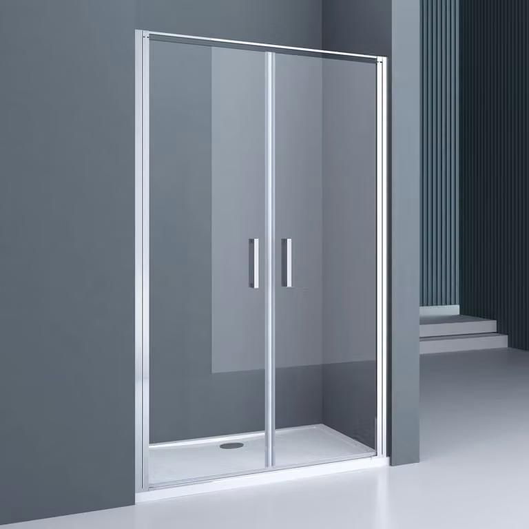 doporro Box Doccia 100x195cm, Box Doccia a Nicchia con Sistema Rotatorio di Sollevamento Cabina Bagno con Porte Girevoli Vetro di Sicurezza ESG Vetro Trasparente Teramo66K