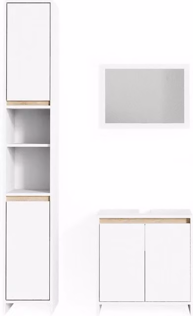 Set mobili bagno Emma Bianco/Sonoma 3 pezzi Vicco