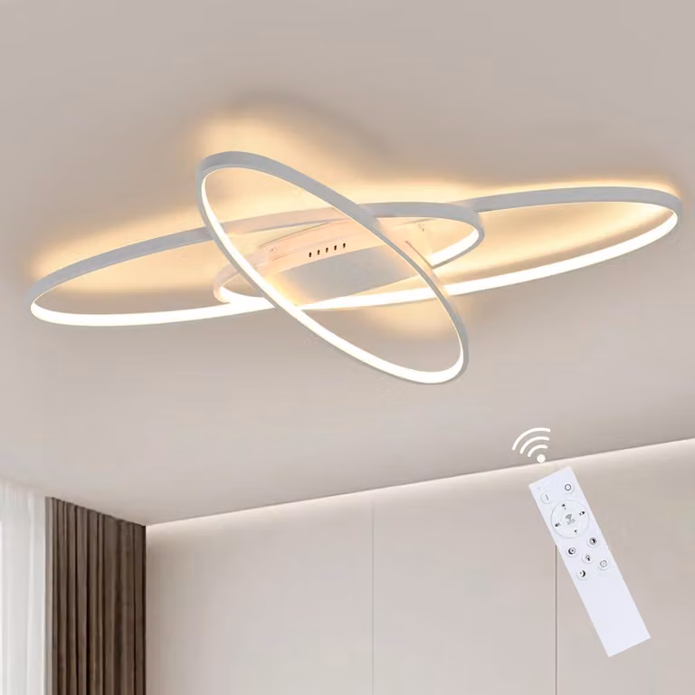 ZMH LED Plafoniera bianca dimmerabile con telecomando Plafoniera decorativa per interni 75W per soggiorno camera da letto cucina ufficio