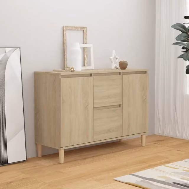 Credenza vidaXL in Legno Rovere, Colore Beige/Marrone, L 101 x P 35 x H 70 cm