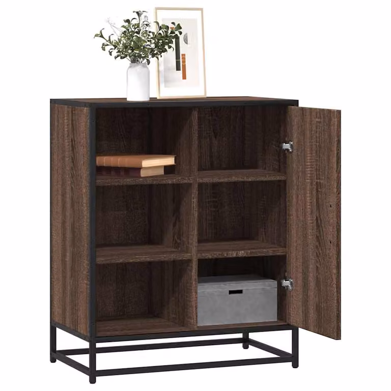 Credenza stile industrial vidaXL in legno e metallo, colore marrone, L 62 cm x P 35 cm x H 76 cm