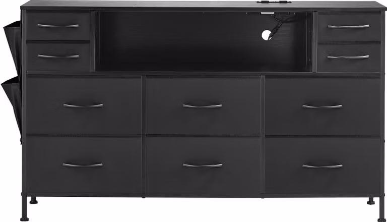 SucceBuy cassettiera con 10 cassetti in tessuto e luce LED, nero