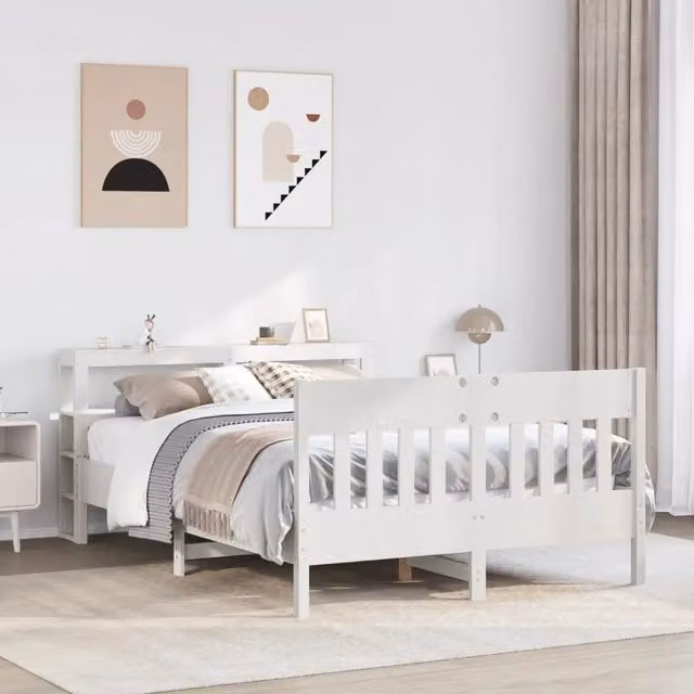 Letto senza Materasso Bianco 120x200 cm Legno Massello di Pino