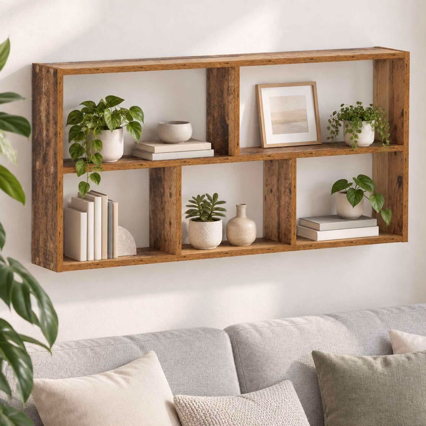Scaffale da parete moderno vidaXL in legno color marrone L: 102 cm, P: 50 cm, H: 17 cm