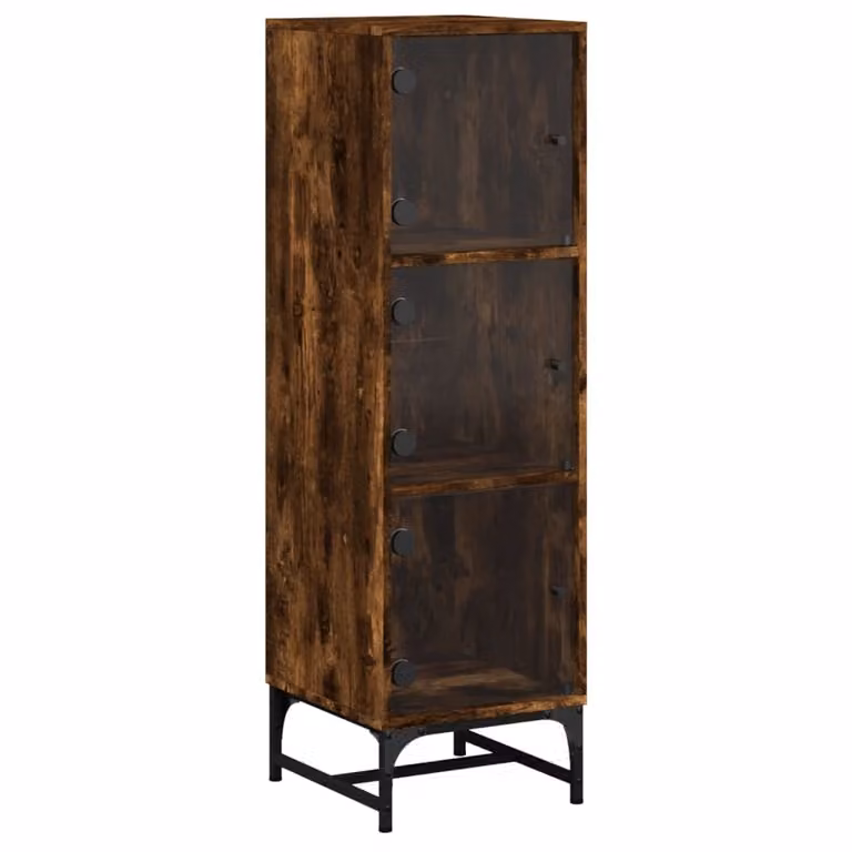 Credenza con ante in vetro rovere fumé 35x37x120 cm