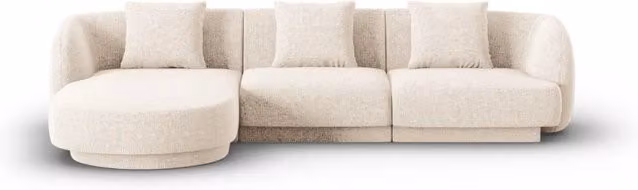 Divano angolare sinistro Tulum Cosmopolitan Design a 4 posti in ciniglia beige chiaro L 255 cm x P 70 cm x H 99 cm