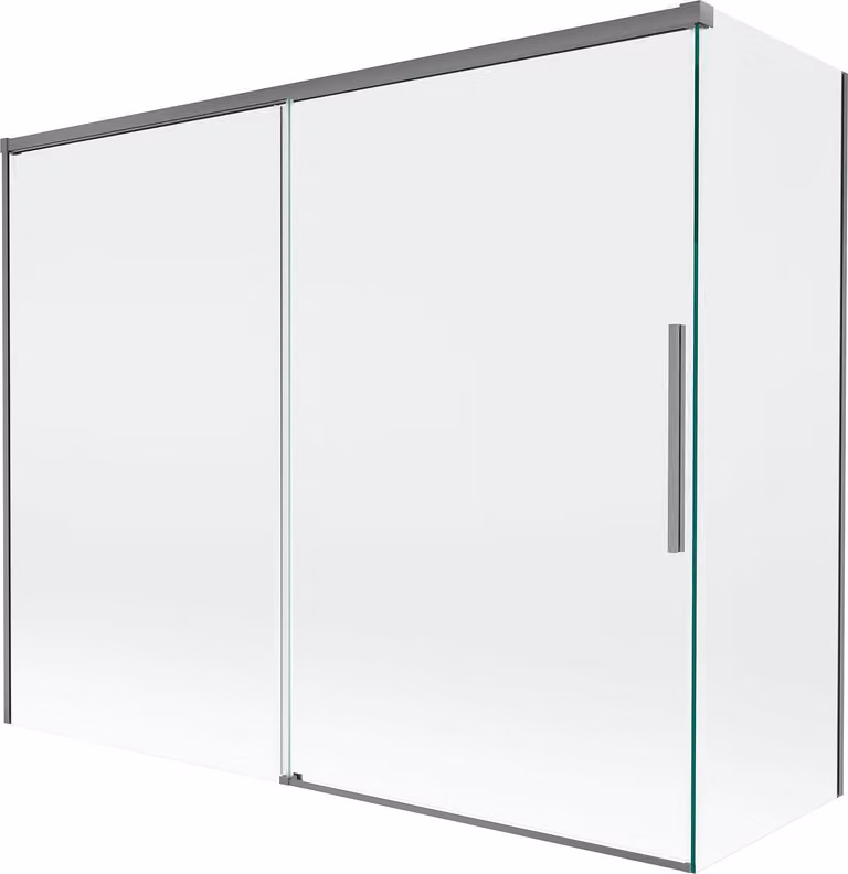 Mexen Rox paravento vasca da bagno a 2 ante scorrevoli 190 + 90 x 150 cm, trasparente, gun metal - 8C9-190-090-95-00