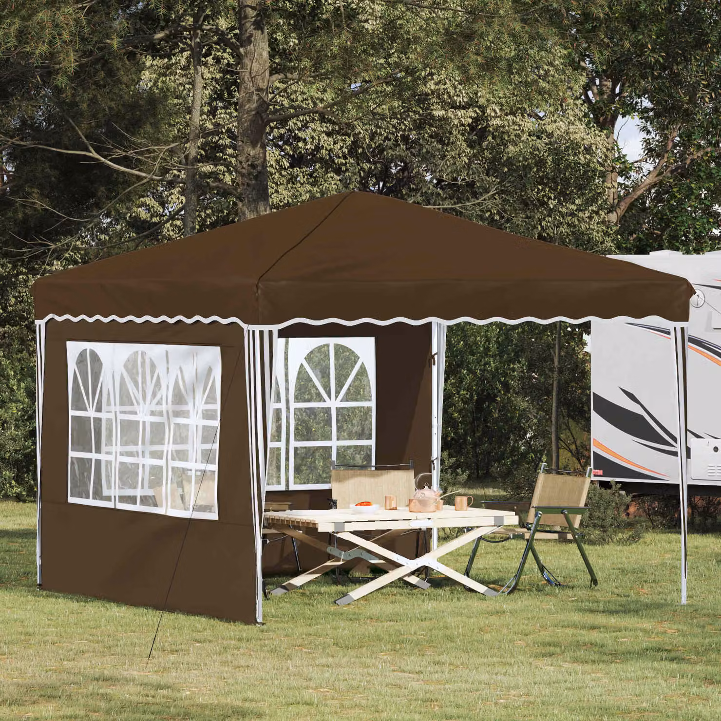 vidaXL Tenda per feste a pop-up L/P/H: 288 x 288 x 245 cm Tortora