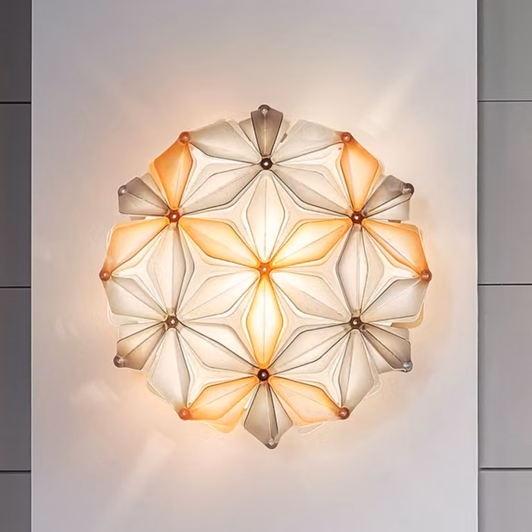Slamp Plafoniera di design La Vie, dimmerabile, Crema / Ambra, Soggiorno / Sala da pranzo, Plastica, Design, Plafoniera