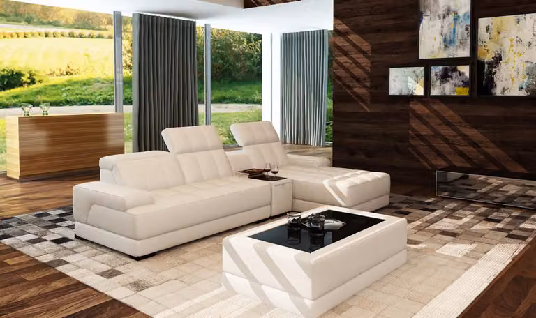 Ledersofa Ecksofa Sofa Couch Polster Eck Garnitur L-Form XXL Big Sofas Design