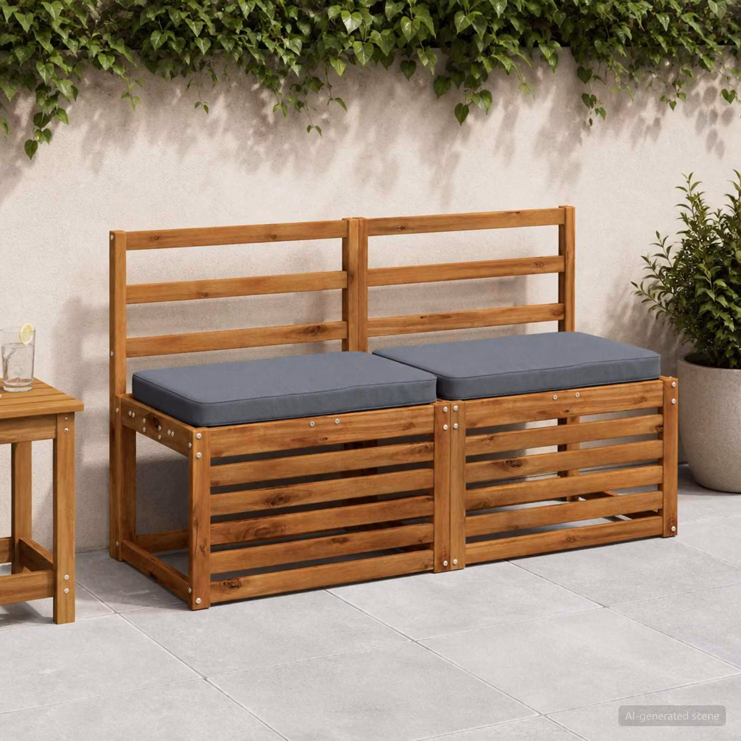 Set di 2 cuscini per panchina vidaXL VUGHT in poliestere blu con rivestimento rimovibile e resistente ai raggi UV