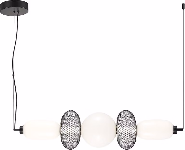 Moderna lampada a sospensione nera con paralumi in filo di vetro, ellissi, per soggiorno, sala da pranzo, sopra il tavolo, colore caldo, LED 32W ARAME Milagro
