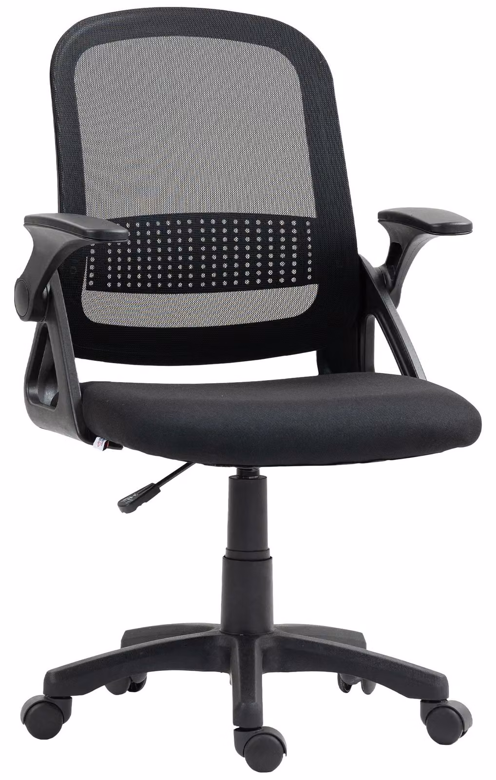 Sedia da ufficio - Sedia ergonomica per scrivania - Regolabile in altezza - Braccioli ripiegabili - Supporto lombare - Meccanismo basculante - Rivestimento in rete - Colore: nero