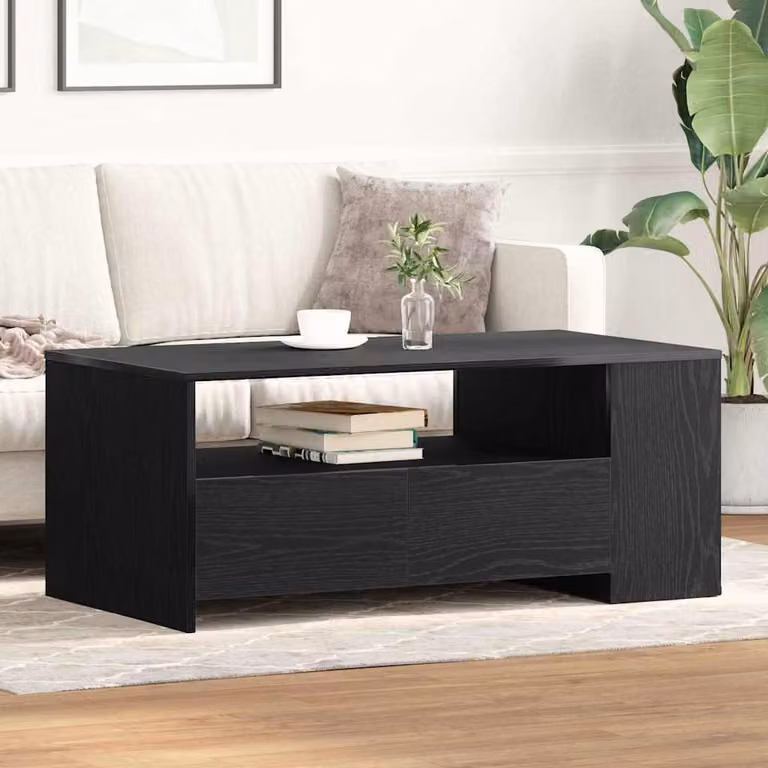 Maison Exclusive - Tavolino da salotto effetto rovere nero 102 x 55 x 43,5 cm
