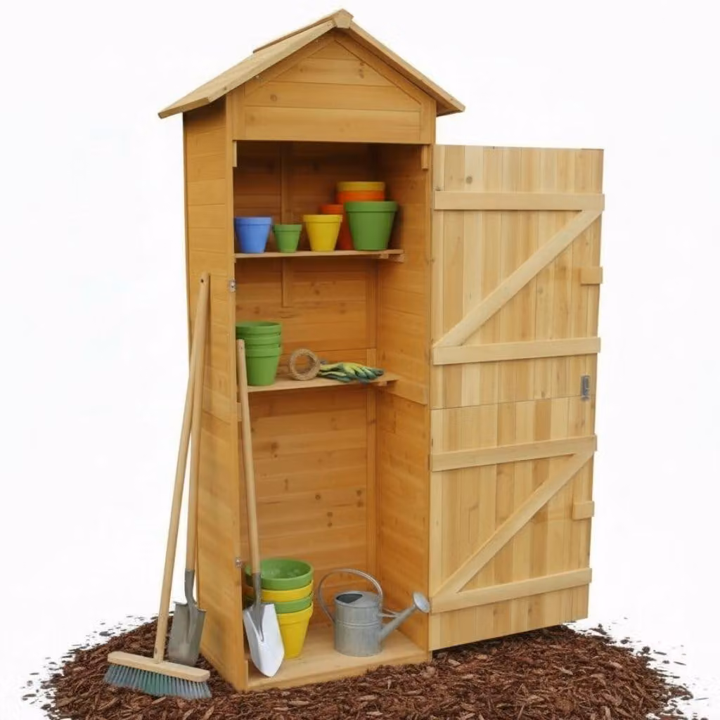 Capanno da giardino/ripostiglio per attrezzi in legno con tetto a due falde