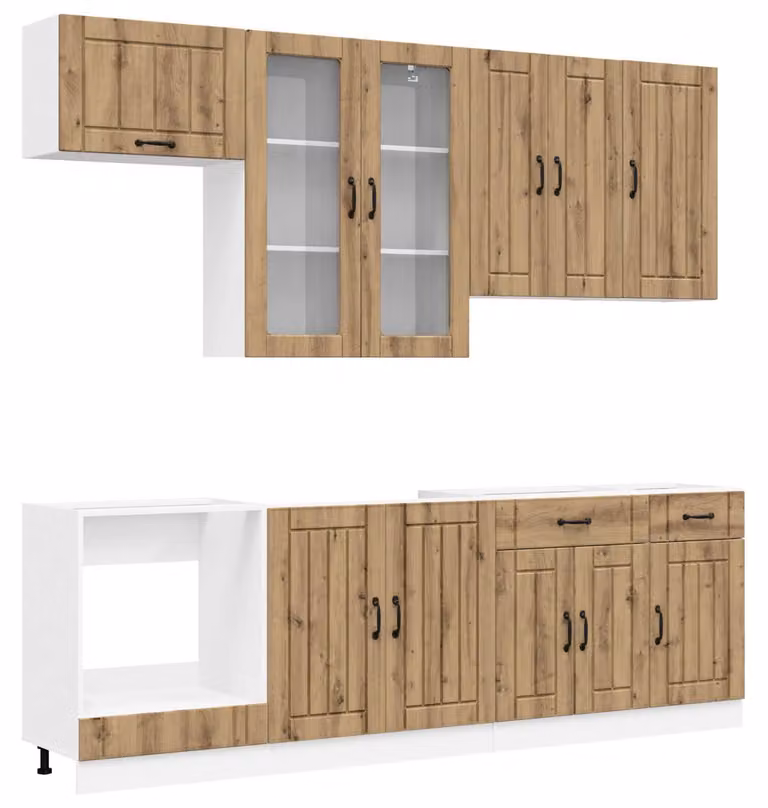 Set di cucina LUCCA, 8 pezzi, rovere artigianale, legno ingegnerizzato