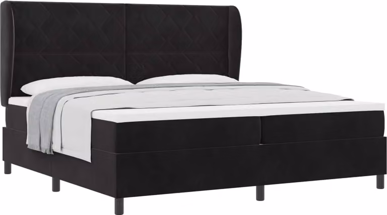 SYFAX™ Letto a molle con materasso Nero 200 x 200 cm Poliestere