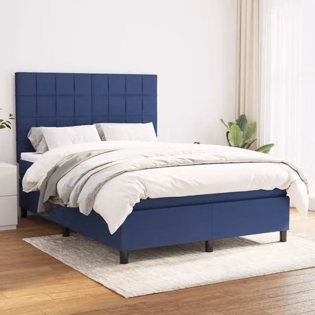 Letto Ibrido con Giroletto a Molle e Materasso vidaXL, Blu e Bianco, L/P/H: 140 x 200 x 20 cm