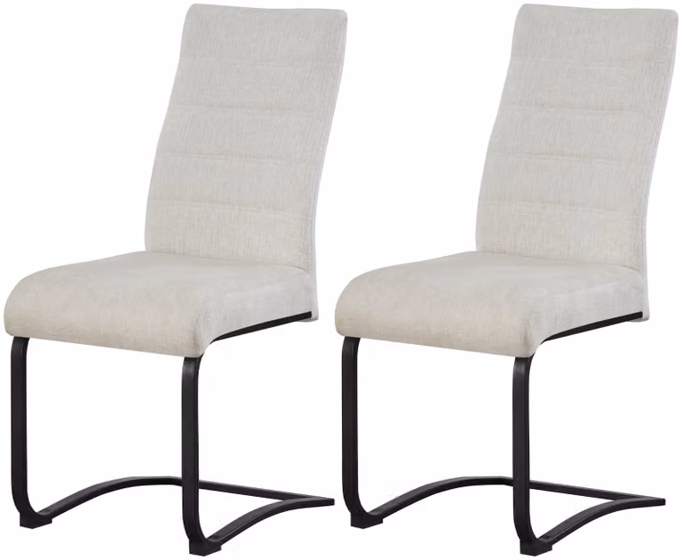 xonox.home Set di 2 sedie Swing Leni in tessuto strutturato crema (L/H/D): 43 x 98 x 59 cm