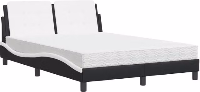 Letto matrimoniale Zadar in similpelle nero e bianco L/P/H: 218 x 120 x 74,5 cm