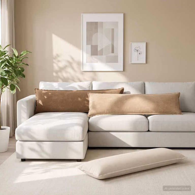 Set di 2 federe vidaXL HOUTEN in tessuto chenille beige, L 145 cm x L 40 cm