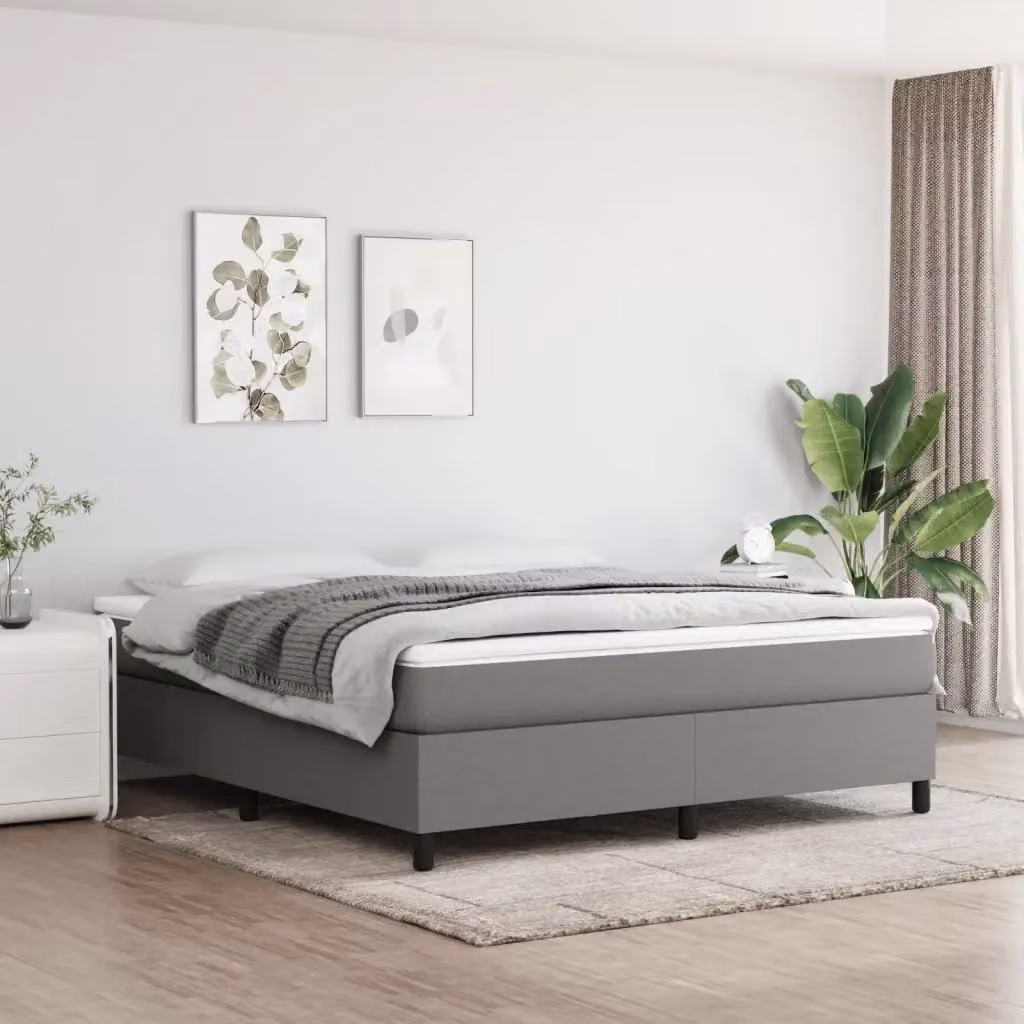 Letto matrimoniale DESIGN IN con struttura a rete a molle in tessuto grigio scuro L: 180 cm, P: 203 cm – 2