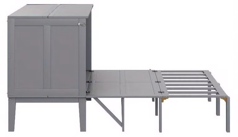 Letto a scomparsa 140x200 cm – Letto a parete con armadio contenitore – Design salvaspazio verticale in metallo – Stile intramontabile, senza legno
