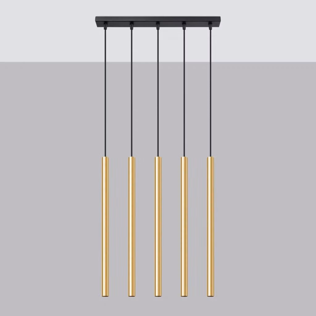 Lampada da soffitto moderna PATELO di Sollux Lighting in metallo, colore verde e oro lucido, con 5 luci regolabili – 2