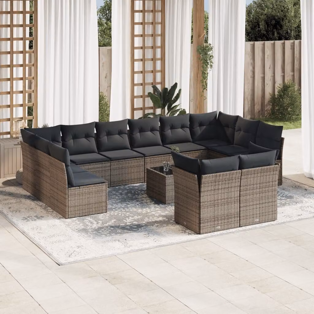 Maison Exclusive - Set Divani da Giardino 13 pz con Cuscini Grigio in Polyrattan