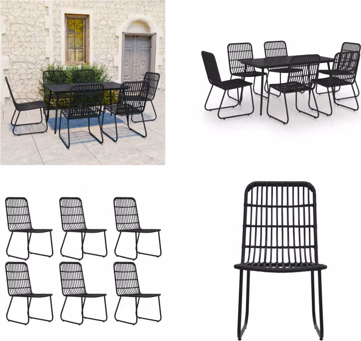 vidaXL set da pranzo da giardino 7 pezzi in rattan e vetro - Set da pranzo da giardino - Set da pranzo da giardino - Set da pranzo - Set da pranzo