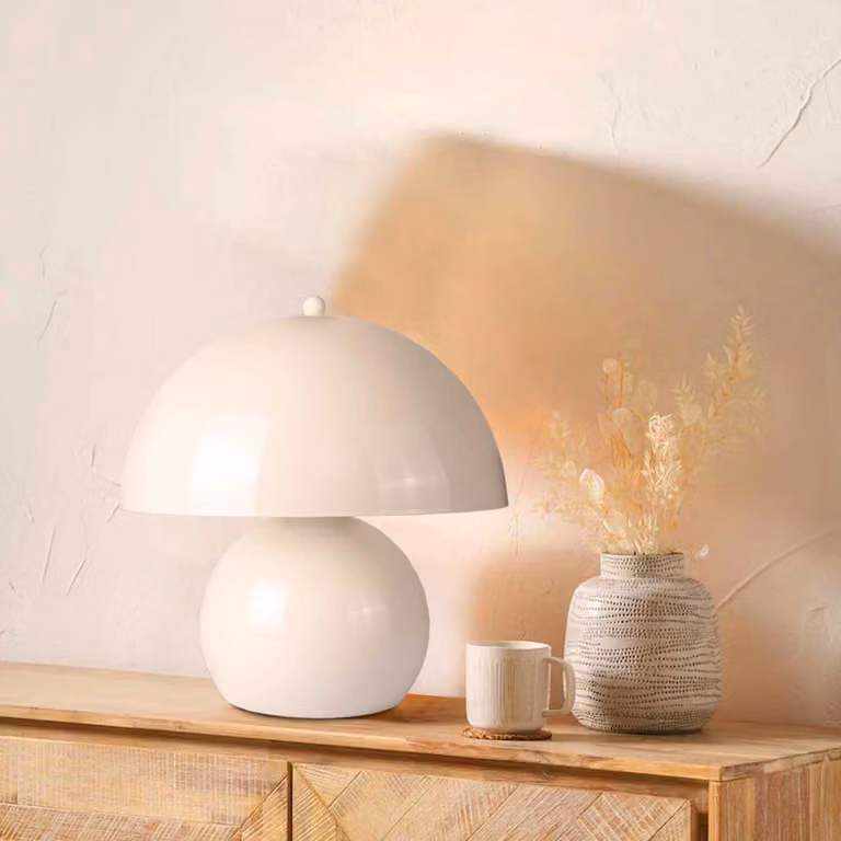 Opviq, lampada da tavolo di alta qualità, struttura in metallo, color crema, Ø 23 x h 13 cm, altezza: 30 cm, cavo: 150 cm, portalampada: 1 x E27 max 40 W, IP20, design moderno per ambienti eleganti.