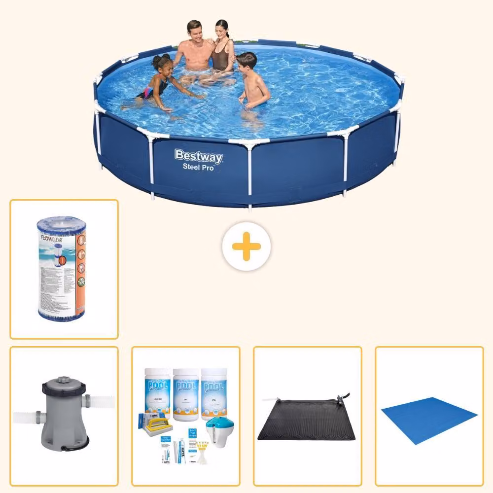 Bestway Steel Pro, piscina in acciaio, forma rotonda - 366x76 cm - composta da 6 parti, modello S22103