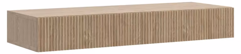 Comò da trucco sospeso, dimensioni 110x17 cm, 2 cassetti, legno di quercia oliato