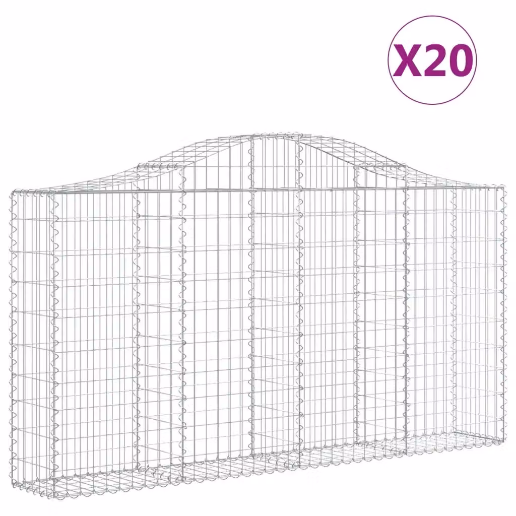 Set di 20 Cesti Gabbioni ad Arco Videx in Acciaio Zincato Colore Argento L: 200 cm, P: 30 cm, H: 100/120 cm – 2