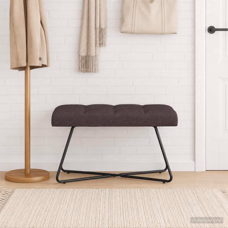 Panchina moderna vidaXL con bottoni imbottiti in tessuto marrone, L: 80 cm, P: 40 cm, H: 46 cm