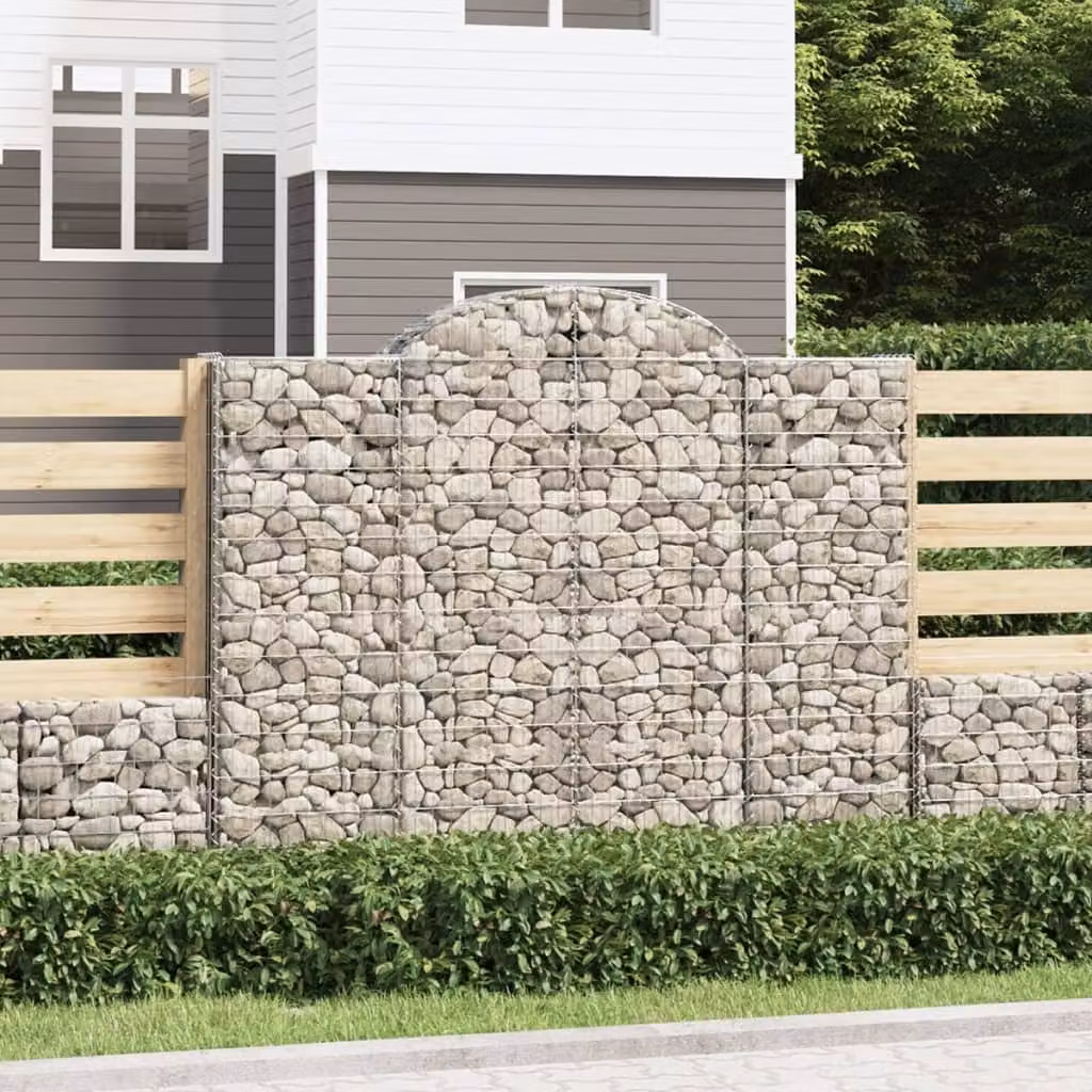 Cesto Gabbione ad Arco vidaXL in Acciaio Zincato Grigio L: 200 cm, P: 50 cm, H: 160/180 cm