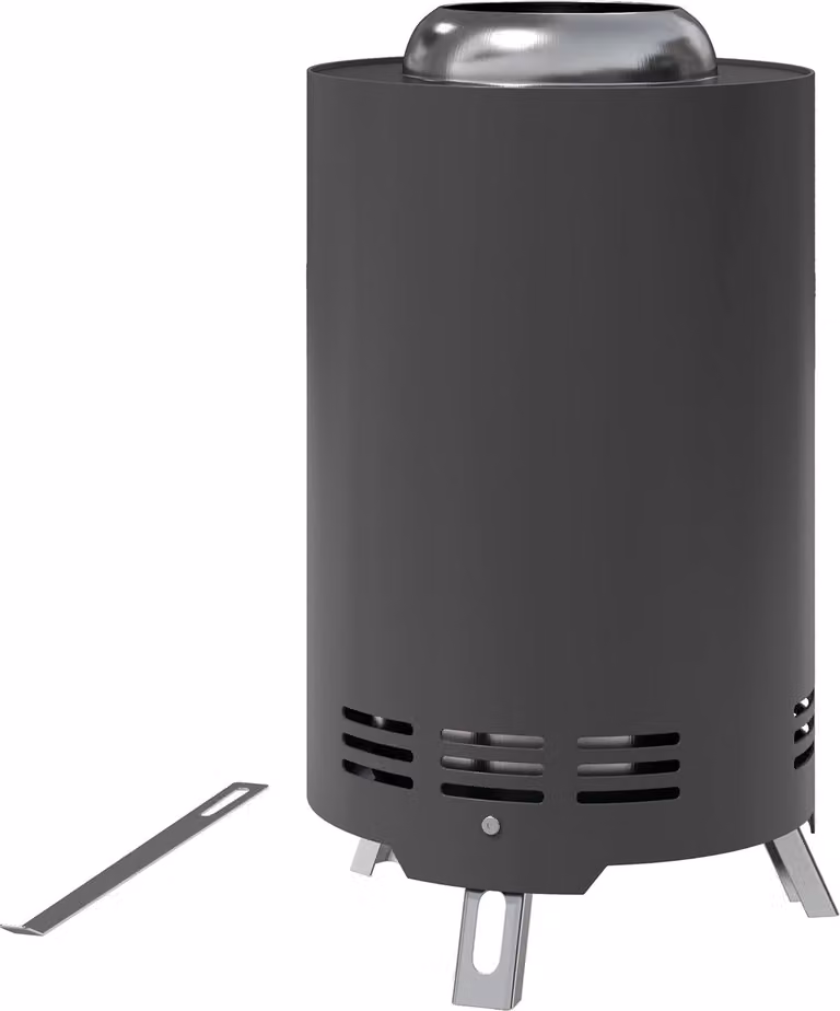 Braciere Ø16x25cm in acciaio inox braciere con attizzatoio braciere senza fumo braciere per giardino, balcone terrazza, barbecue all'aperto campeggio grigio