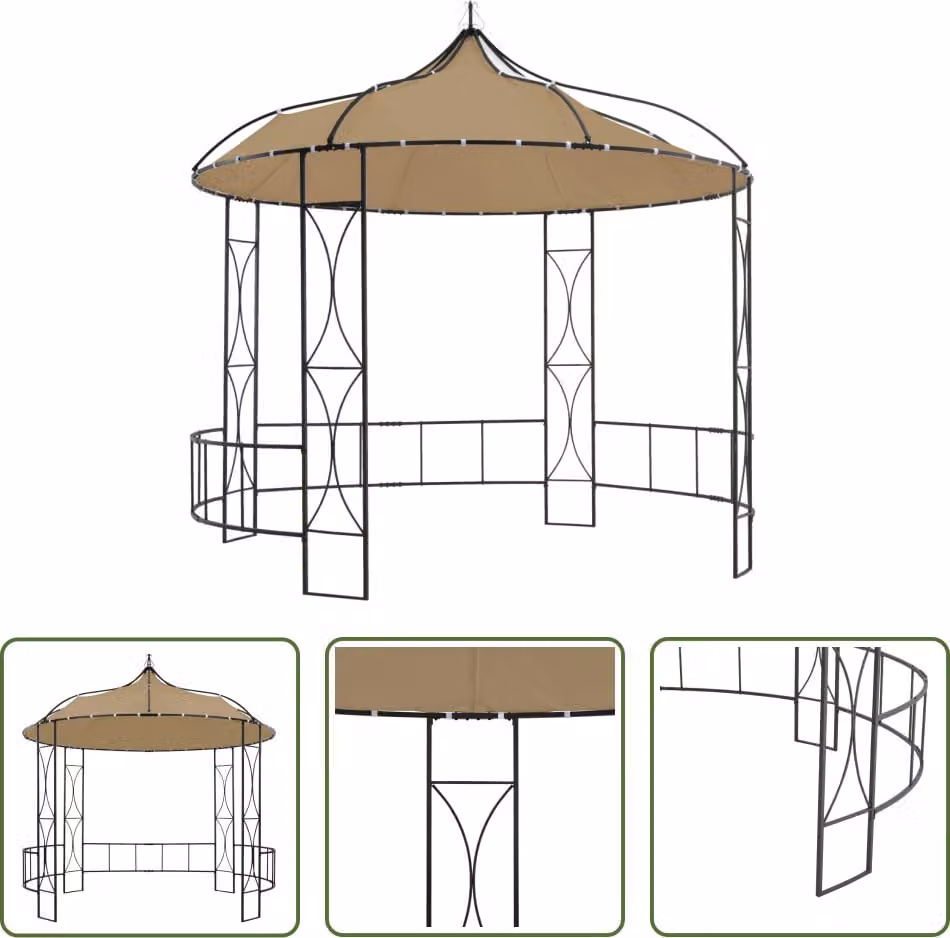 The Living Store Gazebo 300x290 cm Taupe Rotondo